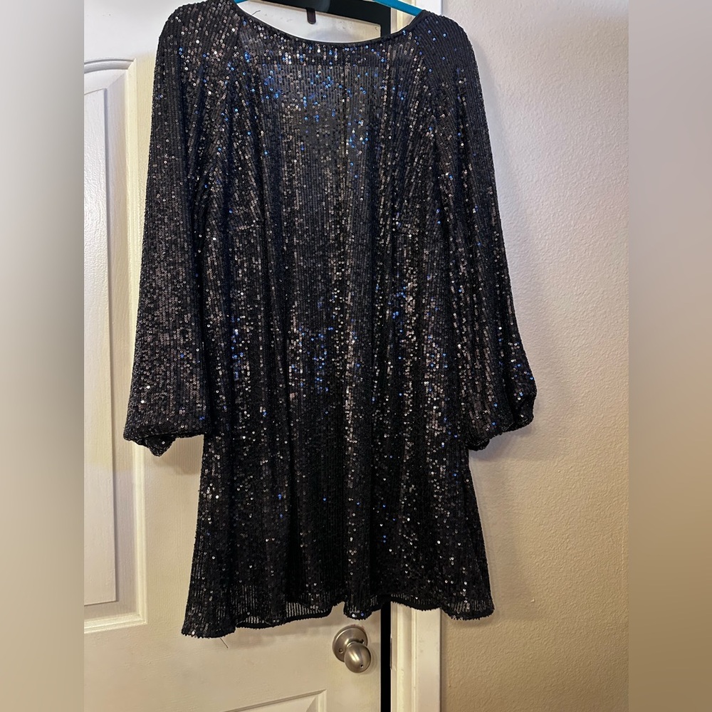 H&M Black Sequin baby doll dress
